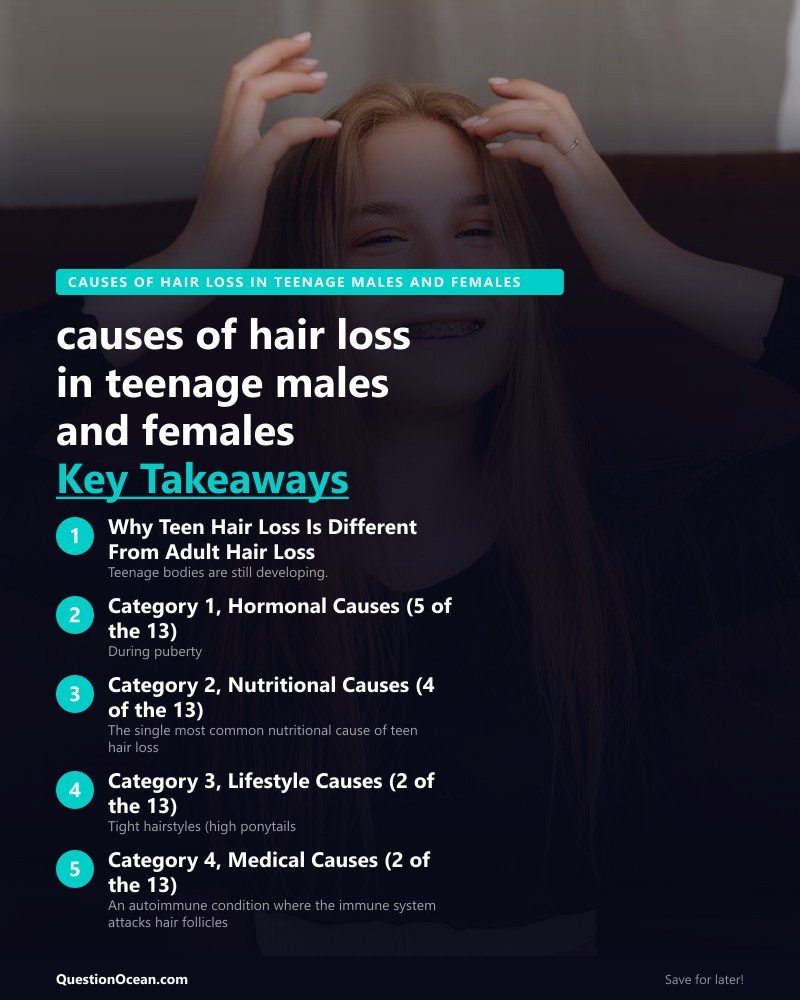 Key takeaways about causes of hair loss in teenage males and females
