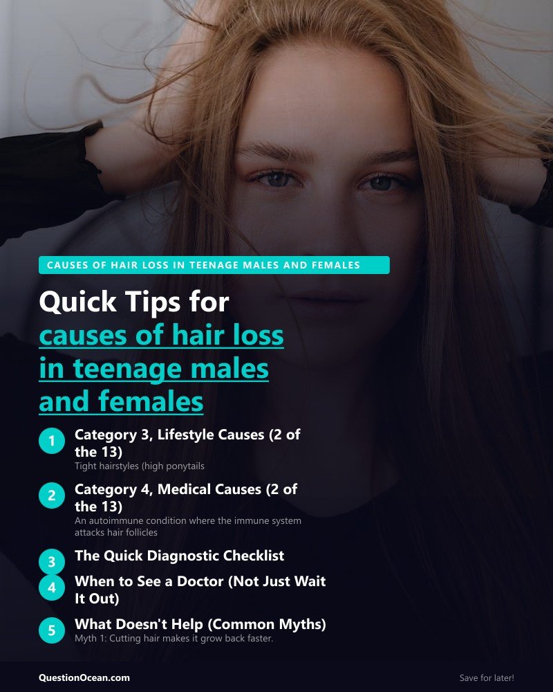 Key takeaways about causes of hair loss in teenage males and females