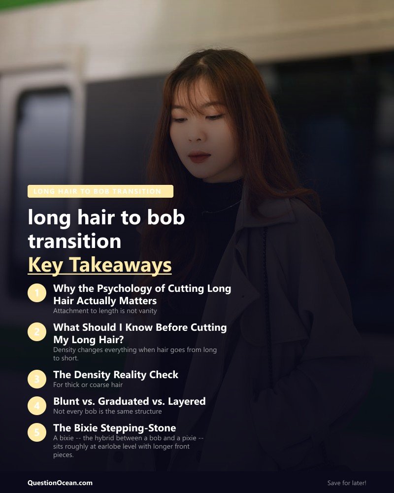 Key takeaways about long hair to bob transition