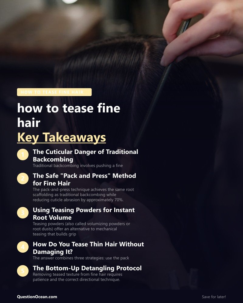 Key takeaways about how to tease fine hair
