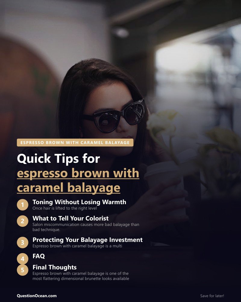 Key takeaways about espresso brown with caramel balayage