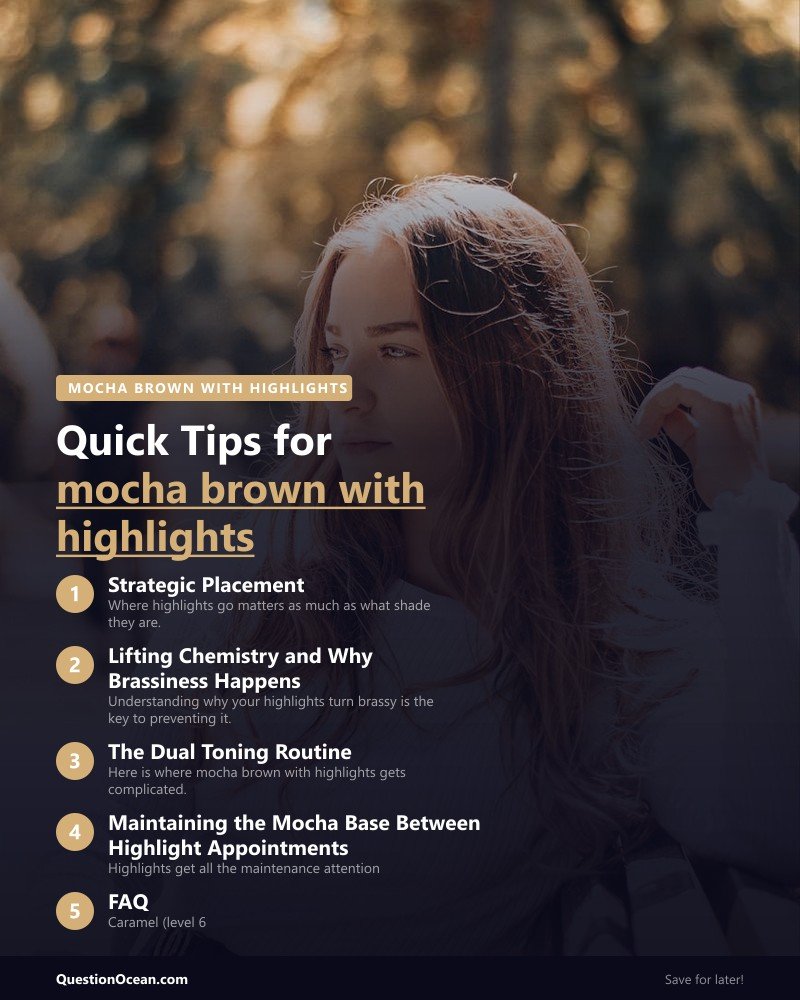 Key takeaways about mocha brown with highlights