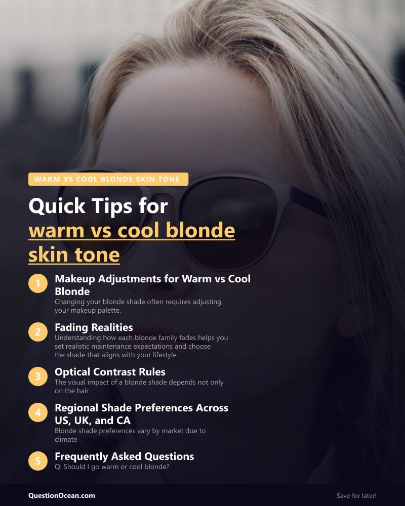 Key takeaways about warm vs cool blonde skin tone